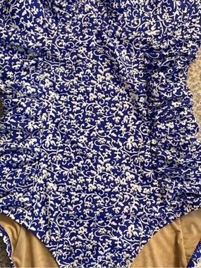 Blue and White Floral One-Piece Swimsuit by J Crew